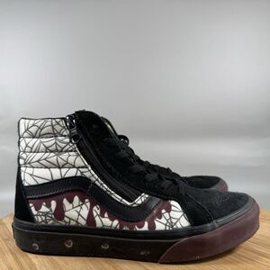 VANS Sk8-Hi Zip Black Sneakers Kids Size 3 Unisex Shoes Spiderweb